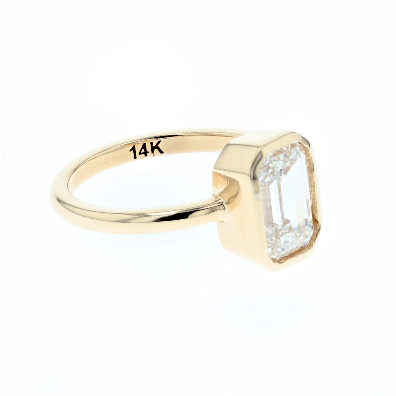 2.01 emerald cut lab diamond 14k yellow gold