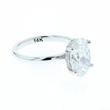 3.04 oval cut lab grown diamond engagement ring 14k white gold