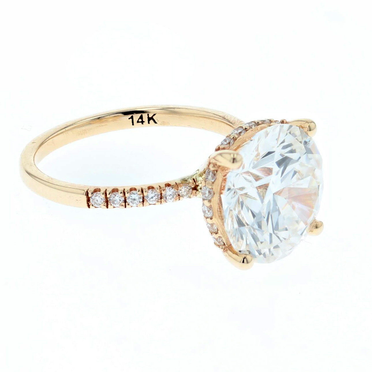 5.5ct lab grown diamond engagement ring 14k yellow gold