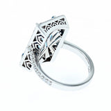 6ct aquamarine and diamond art deco style 14K white gold ring