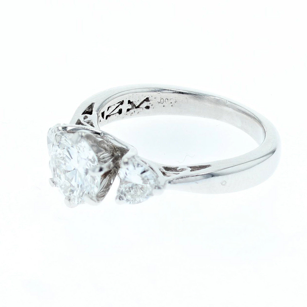 1.1ct brilliant cut diamond platinum engagement ring.