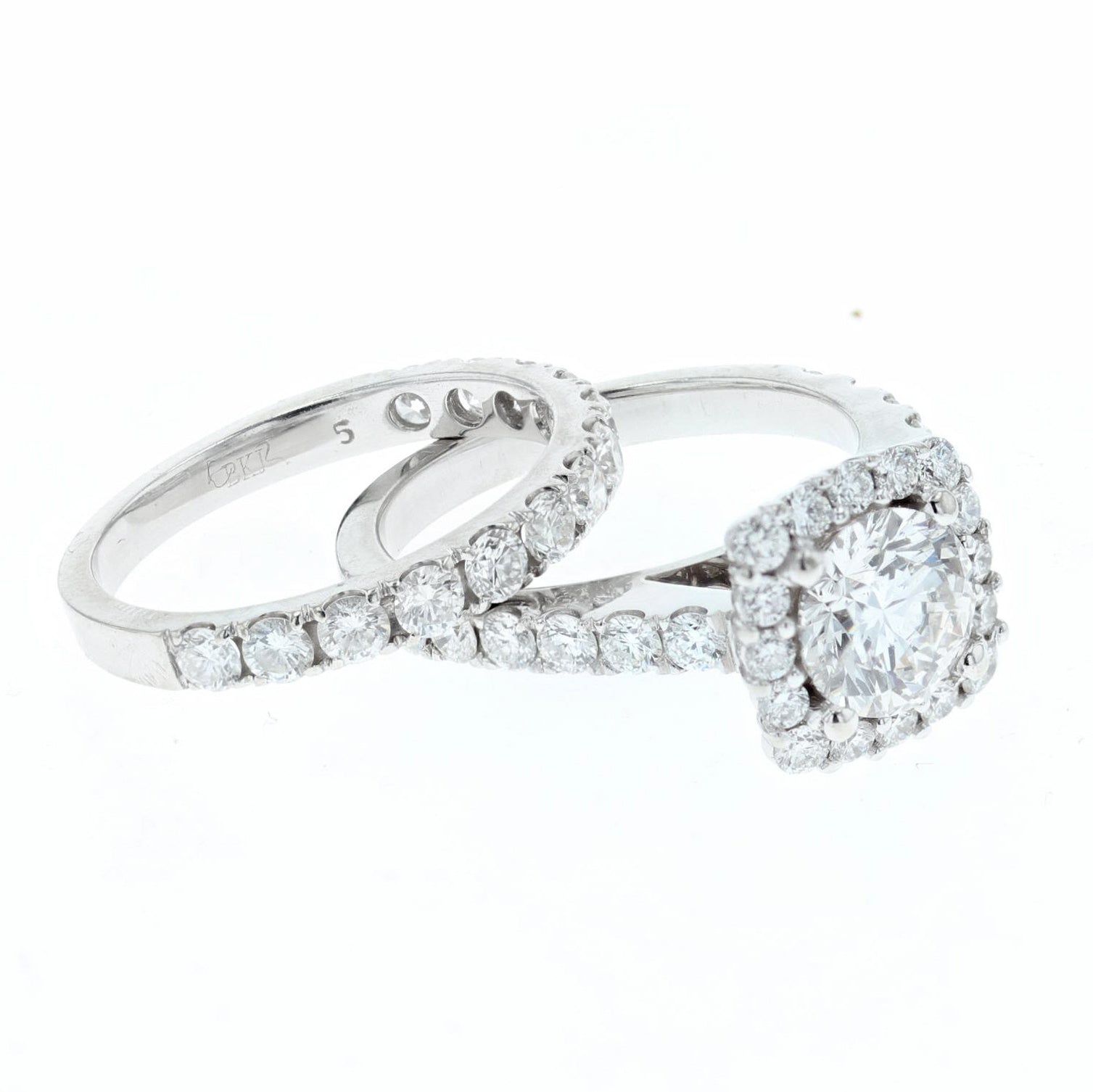 2.20ct/tw diamond engagement ring set GIA