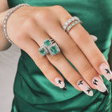 0.95ct natural emerald and diamond ring 14K white gold