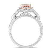 Enchanted Disney Aurora Oval Morganite and 0.69 CT. T.W. Diamond Scallop Frame Engagement Ring in 14K Two-Tone Gold