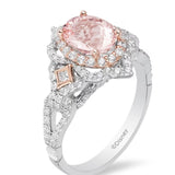 Enchanted Disney Aurora Oval Morganite and 0.69 CT. T.W. Diamond Scallop Frame Engagement Ring in 14K Two-Tone Gold