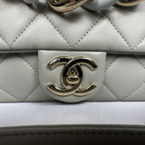 CHANEL
Medium Flap In grey Quilted Lambskin Leather With Resin Bi-Colour Chain