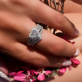 2ct/tw diamond heart cluster ring set 10K