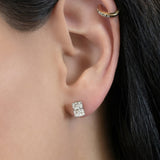 2ct/tw Radiant cut Lab Diamond stud earrings 14K white gold