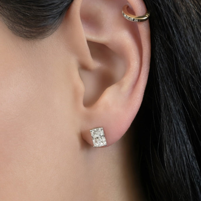 2ct/tw Radiant cut Lab Diamond stud earrings 14K white gold