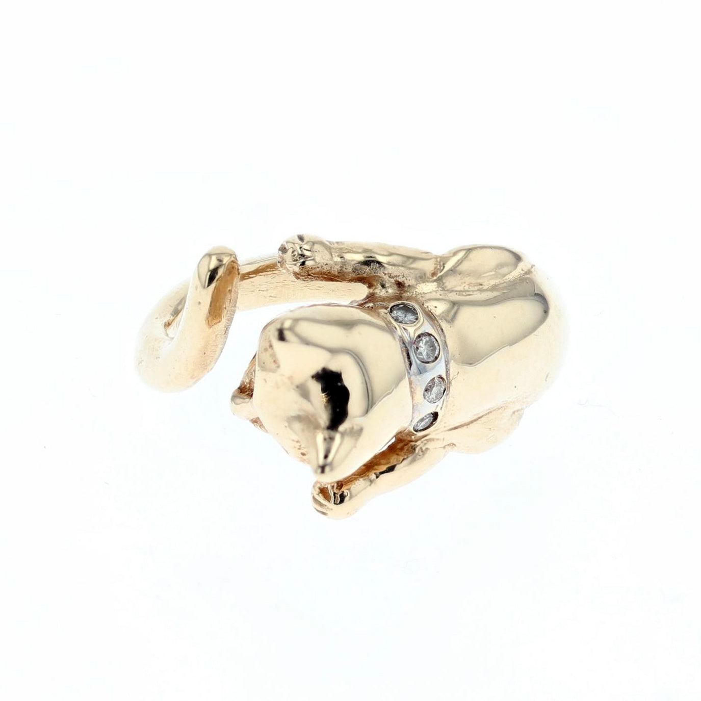 10K yellow gold diamond cat ring