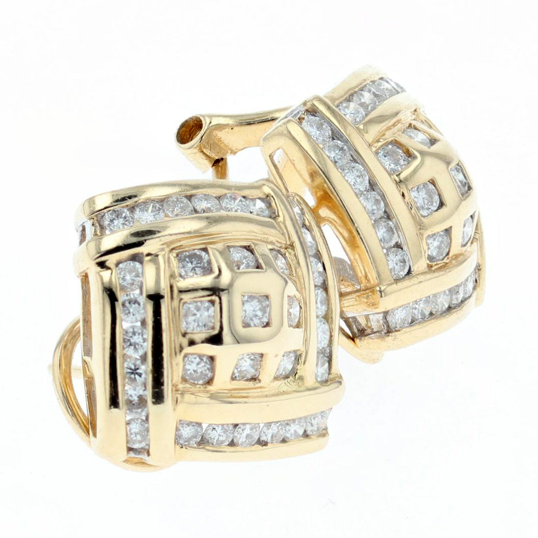 14K yellow gold woven sqaure diamond earrings