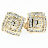 14K yellow gold woven sqaure diamond earrings