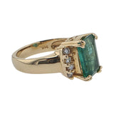 14K yellow gold emerald and diamond ring