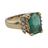 14K yellow gold emerald and diamond ring