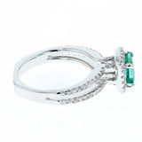 0.85ct natural emerald and diamond ring 18K white gold