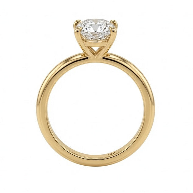 1ct Lab grown diamond in 14k yellwo gold ring.