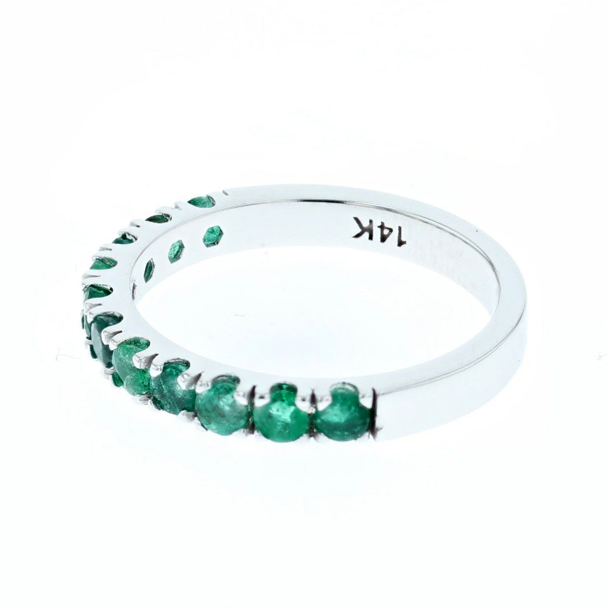 Emerald half eternity band 14K white gold