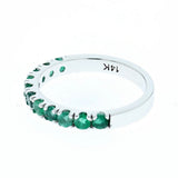 Emerald half eternity band 14K white gold