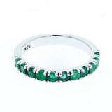 Emerald half eternity band 14K white gold