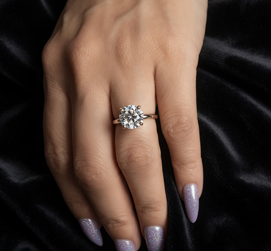 14k 2.63ct round lab diamond engagement ring