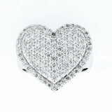 Pave heart Diamond ring 14k white gold