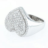 Pave heart Diamond ring 14k white gold