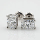 2ct/tw Radiant cut Lab Diamond stud earrings 14K white gold