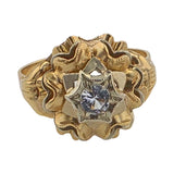 18K yellow gold vintage floral ring CZ