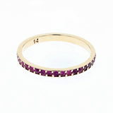 14K Yellow gold ruby eternity band stacker
