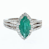 1.65ct natural marquise emerald and diamond ring