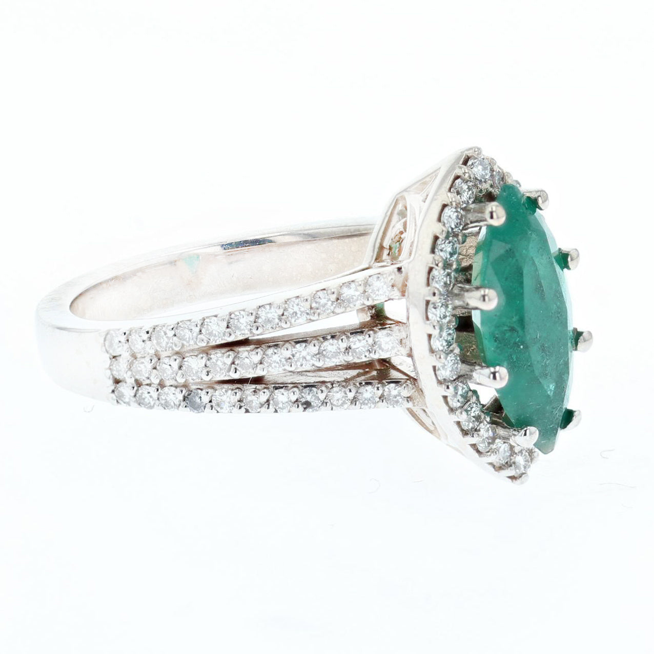 1.65ct natural marquise emerald and diamond ring