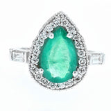 2.25ct pear shape emerald and diamond ring