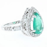 2.25ct pear shape emerald and diamond ring