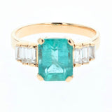 2.55ct Emerald and 0.55ct/tw diamond 14k yellow gold ring