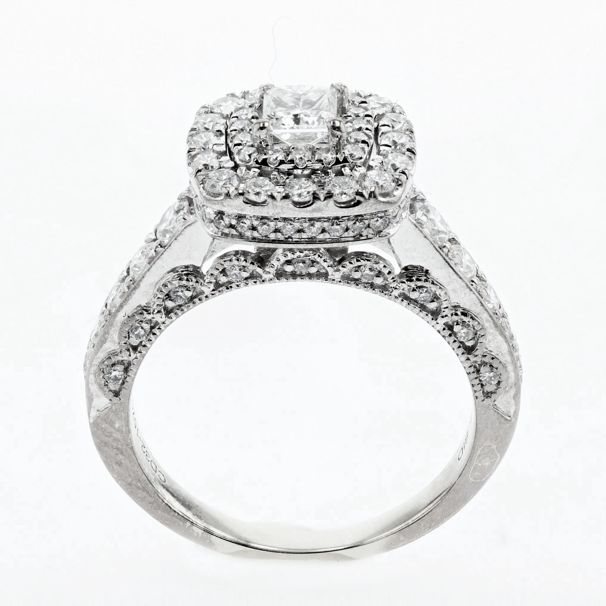 1.35CT/TW Princess cut Diamond Engagement Halo Ring