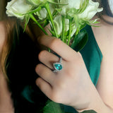 1.35ct emerald and diamond ring 14K white gold