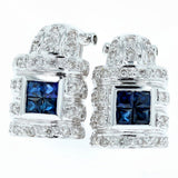 blue sapphire and diamond padlock earrings