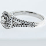 1CT/TW Brilliant Cut Diamond Engagement Ring Double Halo