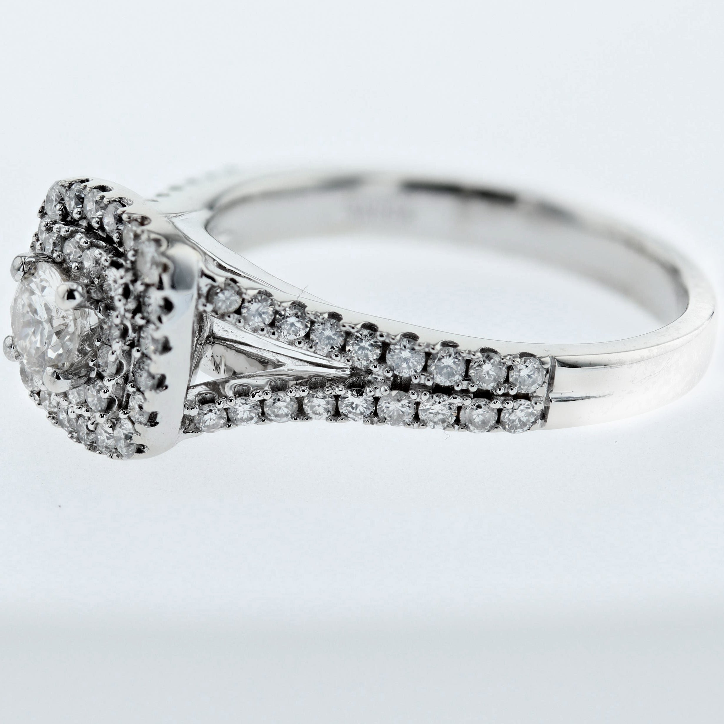 1CT/TW Brilliant Cut Diamond Engagement Ring Double Halo
