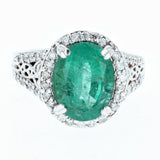 3.80ct oval cut emerald ring