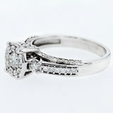 1CT/TW Fancy Cluster Diamond Engagement Ring