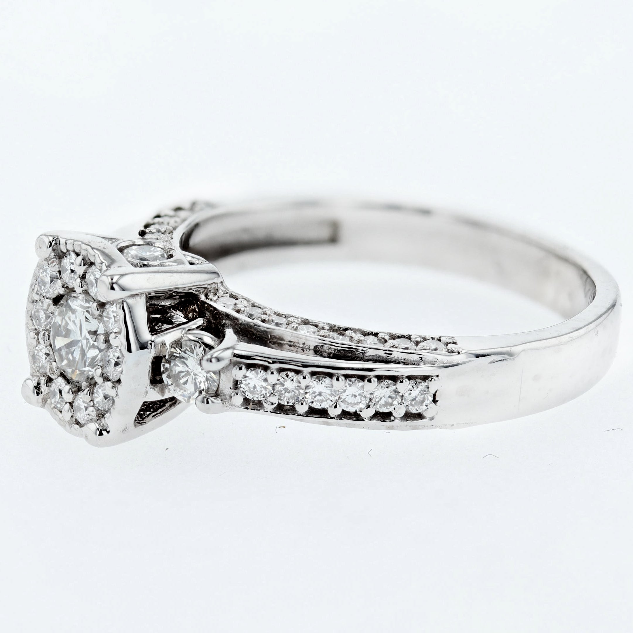 1CT/TW Fancy Cluster Diamond Engagement Ring