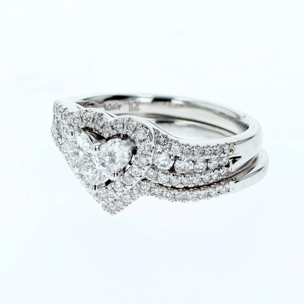 2ct/tw diamond heart cluster ring set 10K