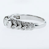 0.99CT/TW Oval Diamond Leaf Engagement Ring