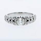 0.99CT/TW Oval Diamond Leaf Engagement Ring