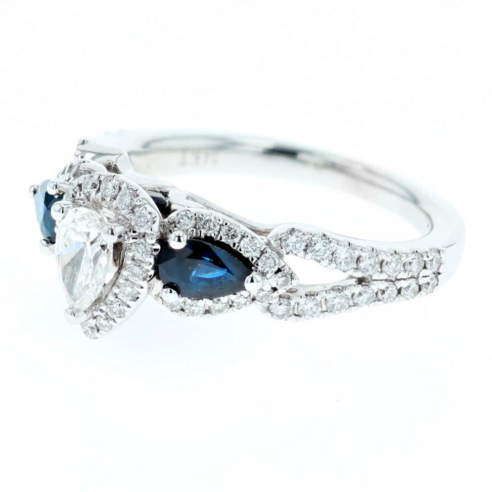 vera wang pear shape diamond and sapphire engagement ring
