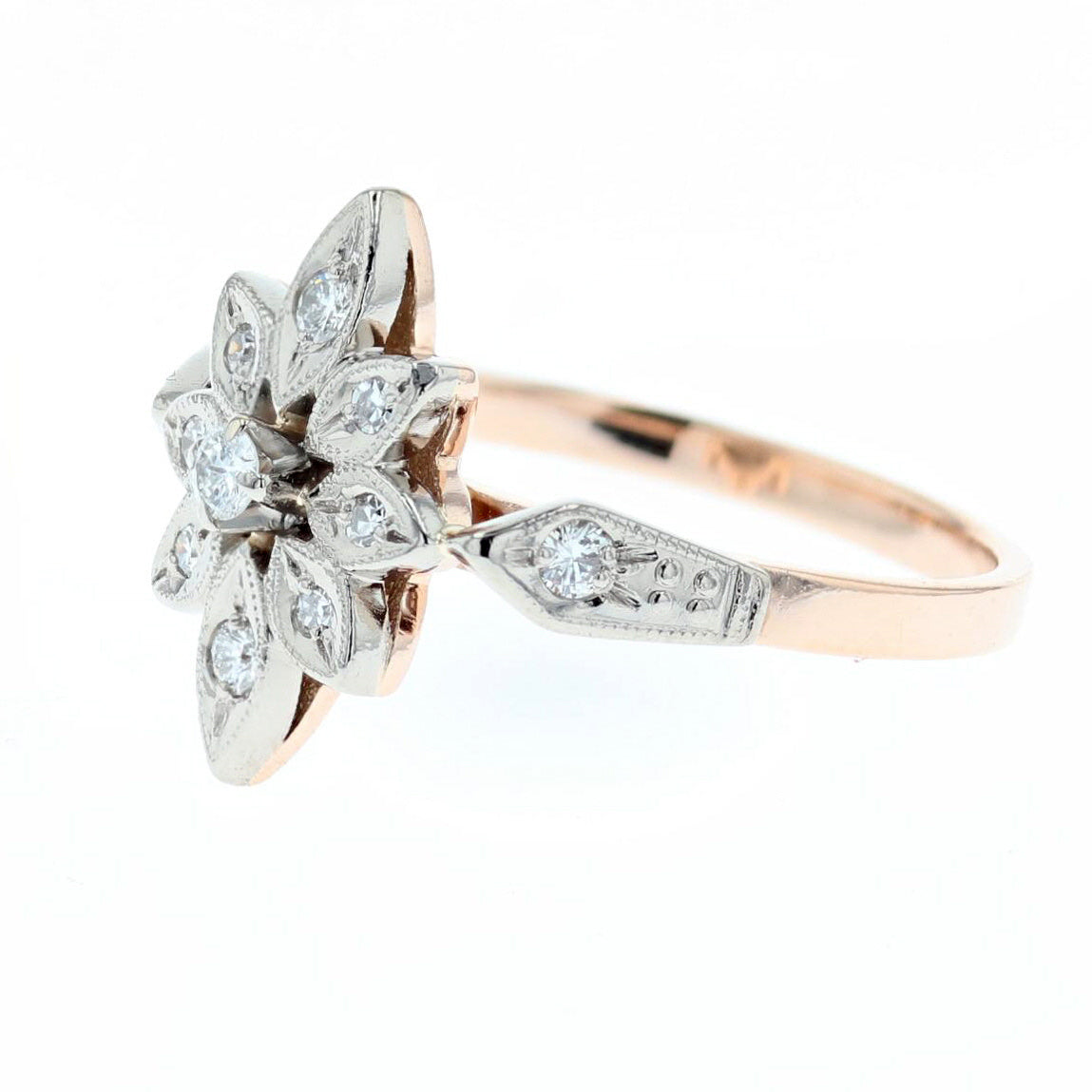 antique soviet starburst diamond ring