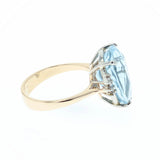 14K pear shape topaz and diamond ring