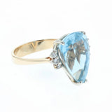 14K pear shape topaz and diamond ring
